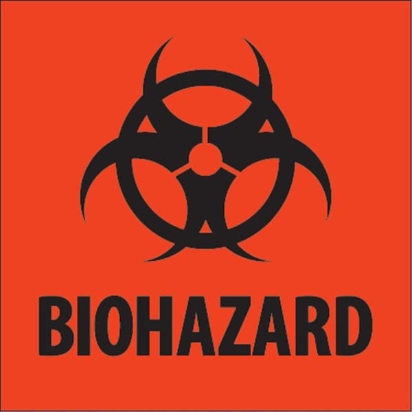 Bondad 2 x 2 in. - Biohazard Fluorescent Red Labels BO3350410 - main